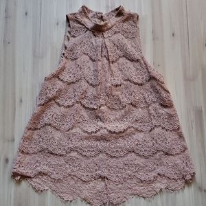 Love, Fire Pale Pink Lace Tank